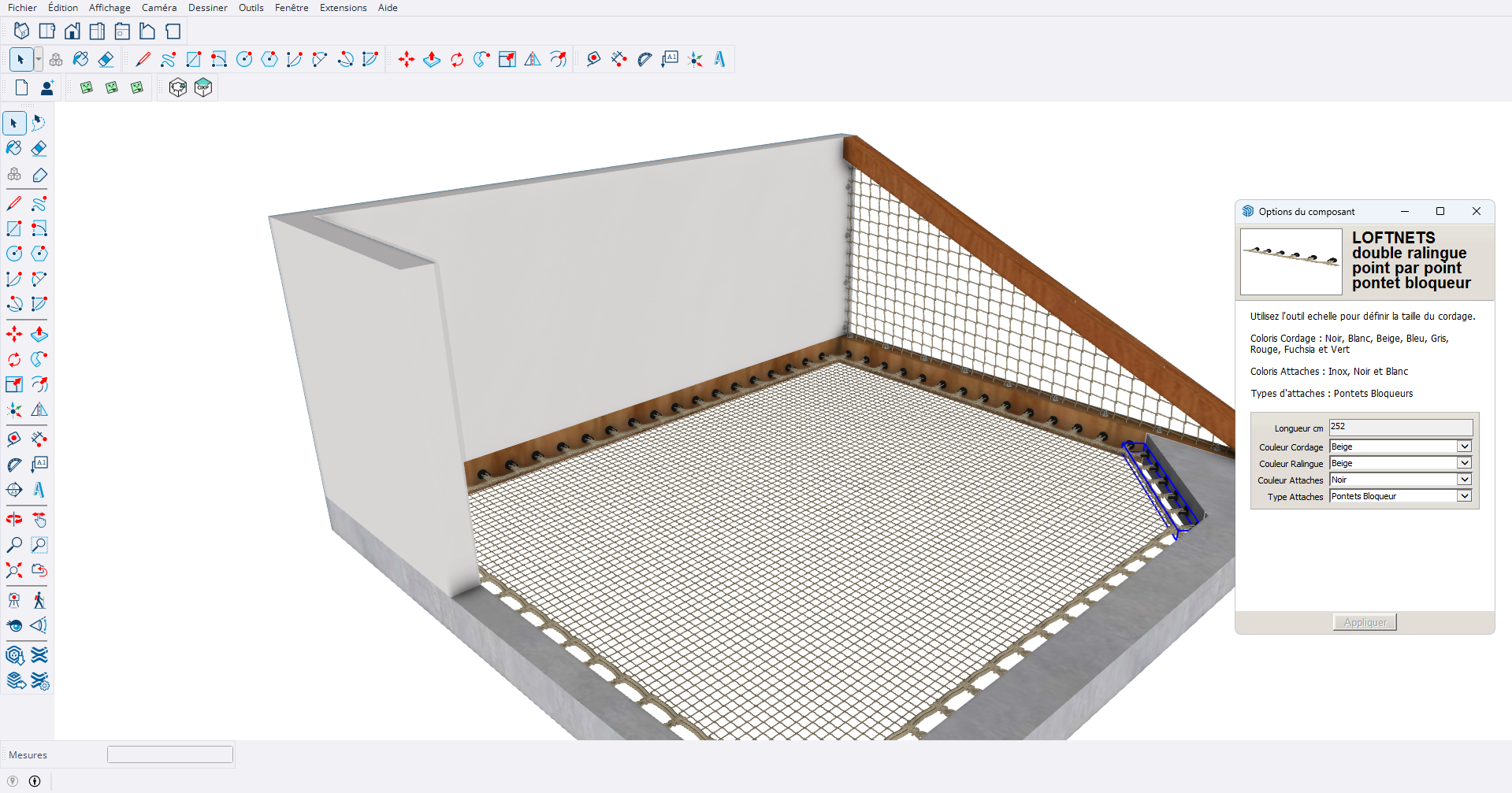 Modélisation 3D filet d'habitation LOFTNETS